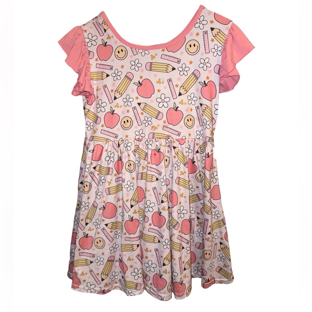 Girls colorful "Back to School" themed dress
